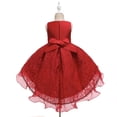 thumbnail image 3 of Princess Girls Dress for Wedding Tulle Lace Dress Princess Birthday Pageant Party Formal Communion Evening Dance Ball Gown,Red, 3 of 9
