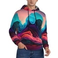 thumbnail image 2 of Fotbe Men's Hoodie with Colorful Surreal Landscape Pattern - Kangaroo Pocket Pullover Hooded Sweatshirt, Perfect for Daily Wear, Travel, and Home-Large, 2 of 7
