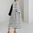 thumbnail image 5 of SCSAlgin Women's Casual Loose Midi Dresses Stripe Flowing Dress Long Sleeve Crew Neck Oversized Dress with Pockets, 5 of 5