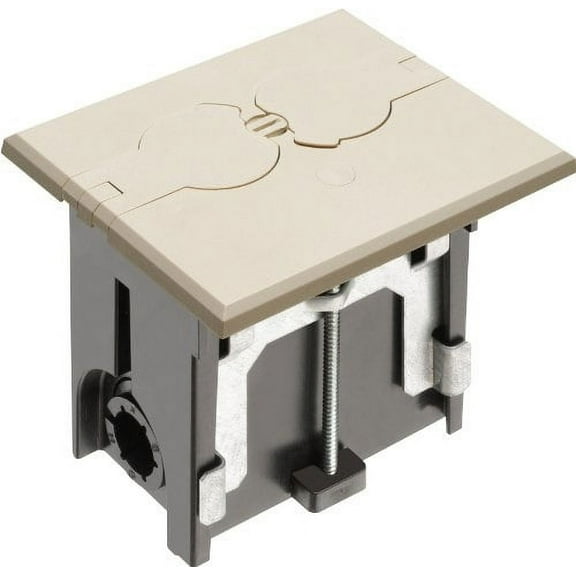 Arlington FLBAF101LA-1 Adjusthle Floor Box Kit with Outlet and Flip Plate, for Installed Floors, 1-Gang, Light Almond, 1-Pack