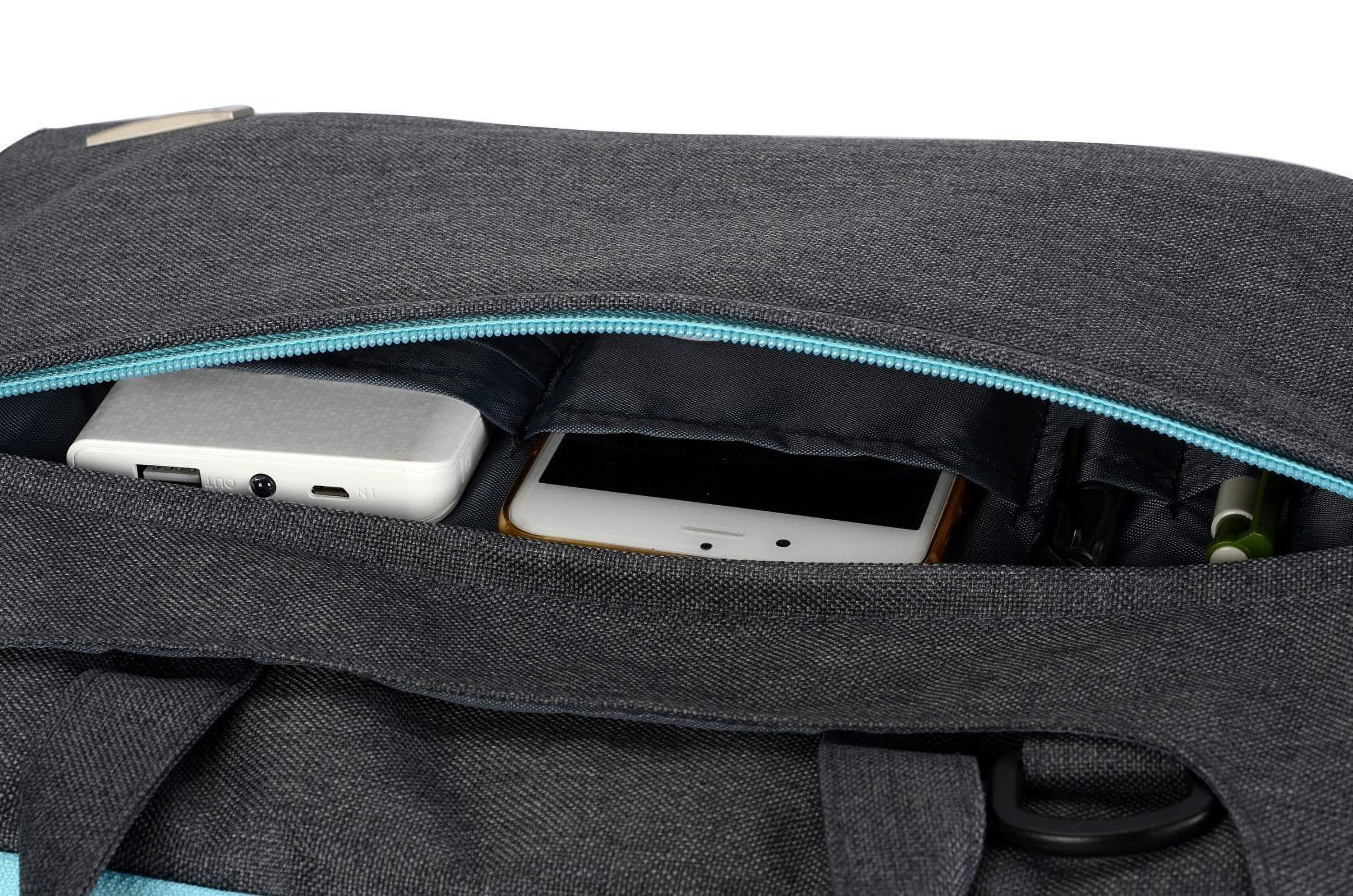 Polyester Laptop Shoulder Bag for 15-15.6 Inch 2017/2016 MacBook Pro with Touch Bar A1707, MacBook Pro, Notebook, Compatible with 14 Inch Ultrabook with Back Belt for Trolly Case, Gray