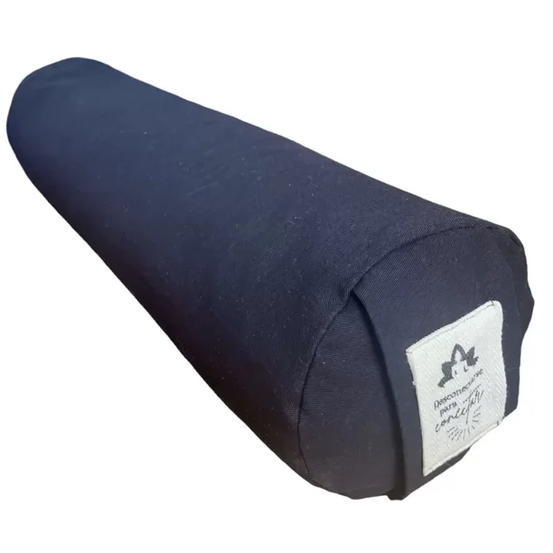 Bolster para Yoga Negro Orgánico 62x16cm Cojín Cilíndrico para Restorative Yoga, Meditación, Pilates y Estiramientos Funda Lavable Hecho a Mano con Materiales Naturales