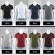 thumbnail image 2 of Camiseta deportiva para hombre, cuello en V, diseño de moda, corte entallado, lisa, camisetas para hombre, camisetas de manga corta para hombre, 2 of 3