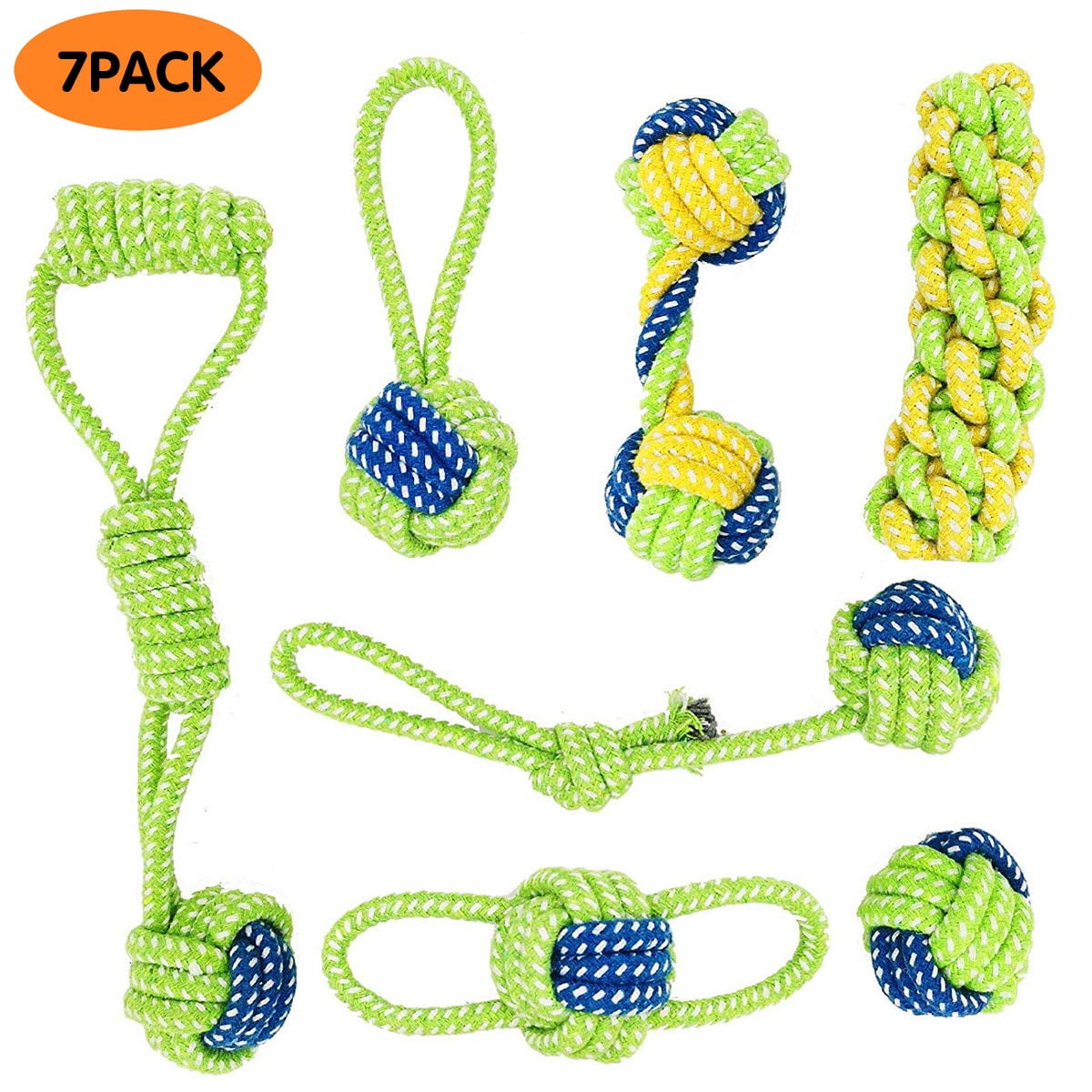 100% Cotton Durable Pet Chew Tooth Cleaning Toys Interactive Play Prevents Boredom & Relieves Stress 5 Pack Christmas Dog Rope Toys Set for Small Medium Dogs Puppy Training Gold Wrap 
