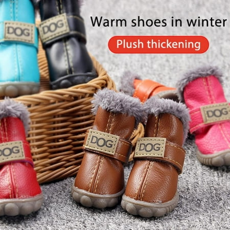 4PCS Pet Dog Warm Shoes Dog Snow Boots Windproof for Small Medium Dog Cats Chihuahua Waterproof Pet Product S-2XL