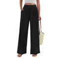 thumbnail image 1 of Pantalones Palazzo FireSwan para mujer, pierna ancha, tela gofrada negra, 1 of 6