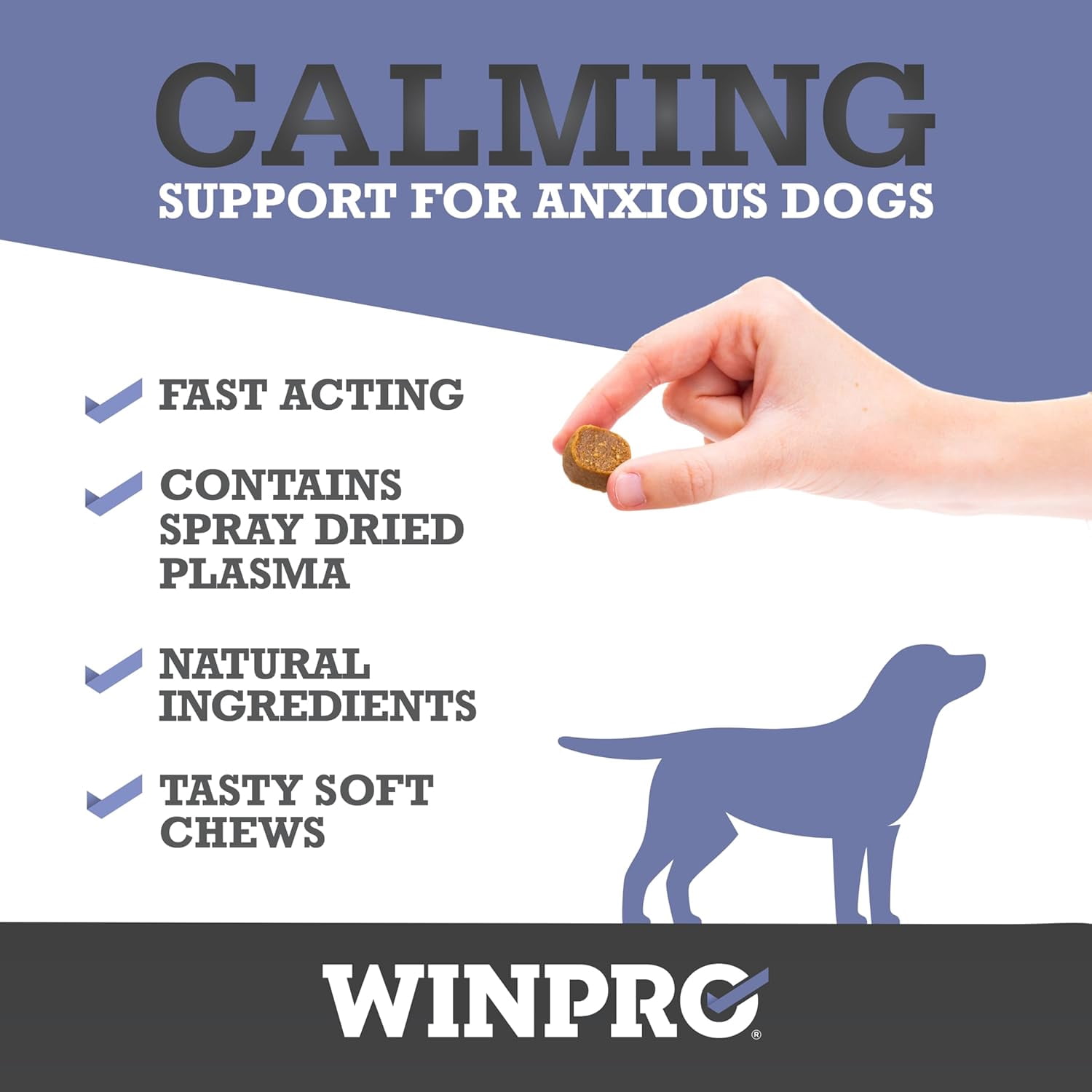 WINPRO Calming Chews for Dogs – Plasma-Powered Soft Chews to Promote Relaxation and Calming Effect – Made With Natural Ingredients, Grain-Free - Suitable for All Breeds & Sizes – 60 Count