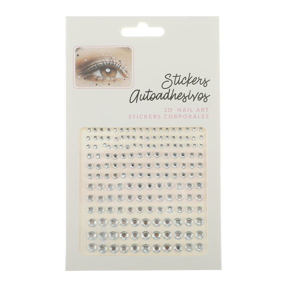 Unique Bargains 1 Pc Eye-catching Face Rhinestone Stickers for Concert Silver Tone