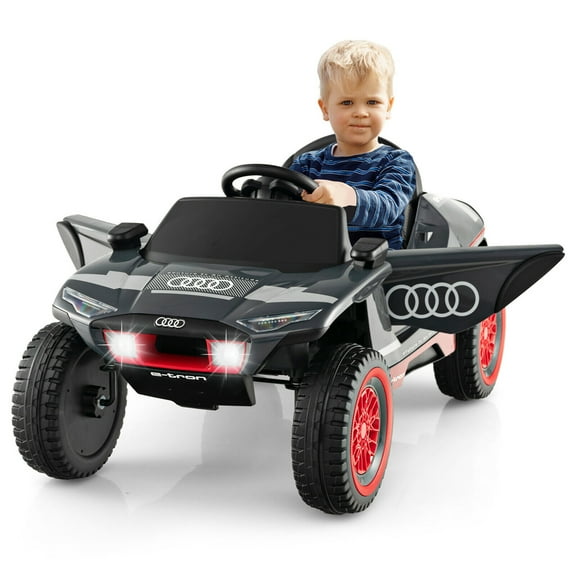 Gymax 12V Licensed Audi Kids Ride-On E-tron Racing Car w/Remote Control & Lights Gray