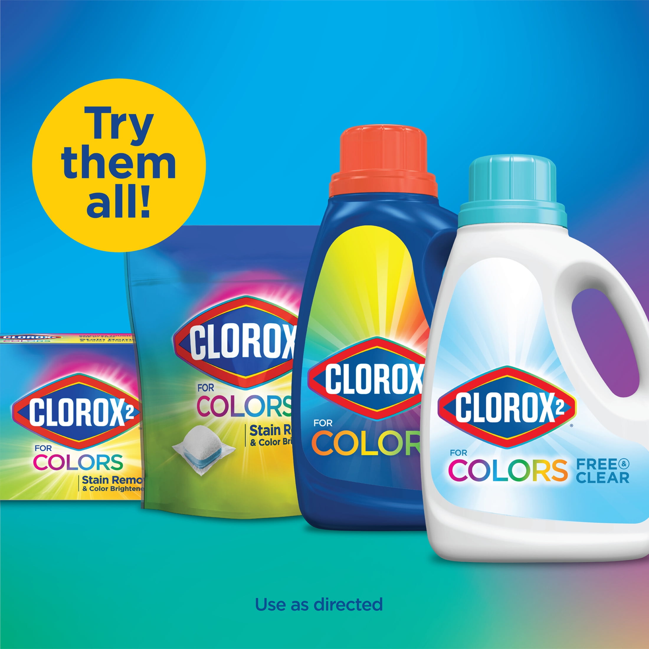 Clorox 2 for Colors Laundry Stain Remover and Color Booster Pods, Regular, 25.4 oz, 40 Count