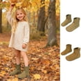 thumbnail image 2 of FUZHIQ Girls Ankle Boots Low Block Heel Glitter Bowknot Zipper Booties Little Kid Big Kids Fall Winter Dress Booties Shoes Khaki for 2.5-3 Years, 2 of 8