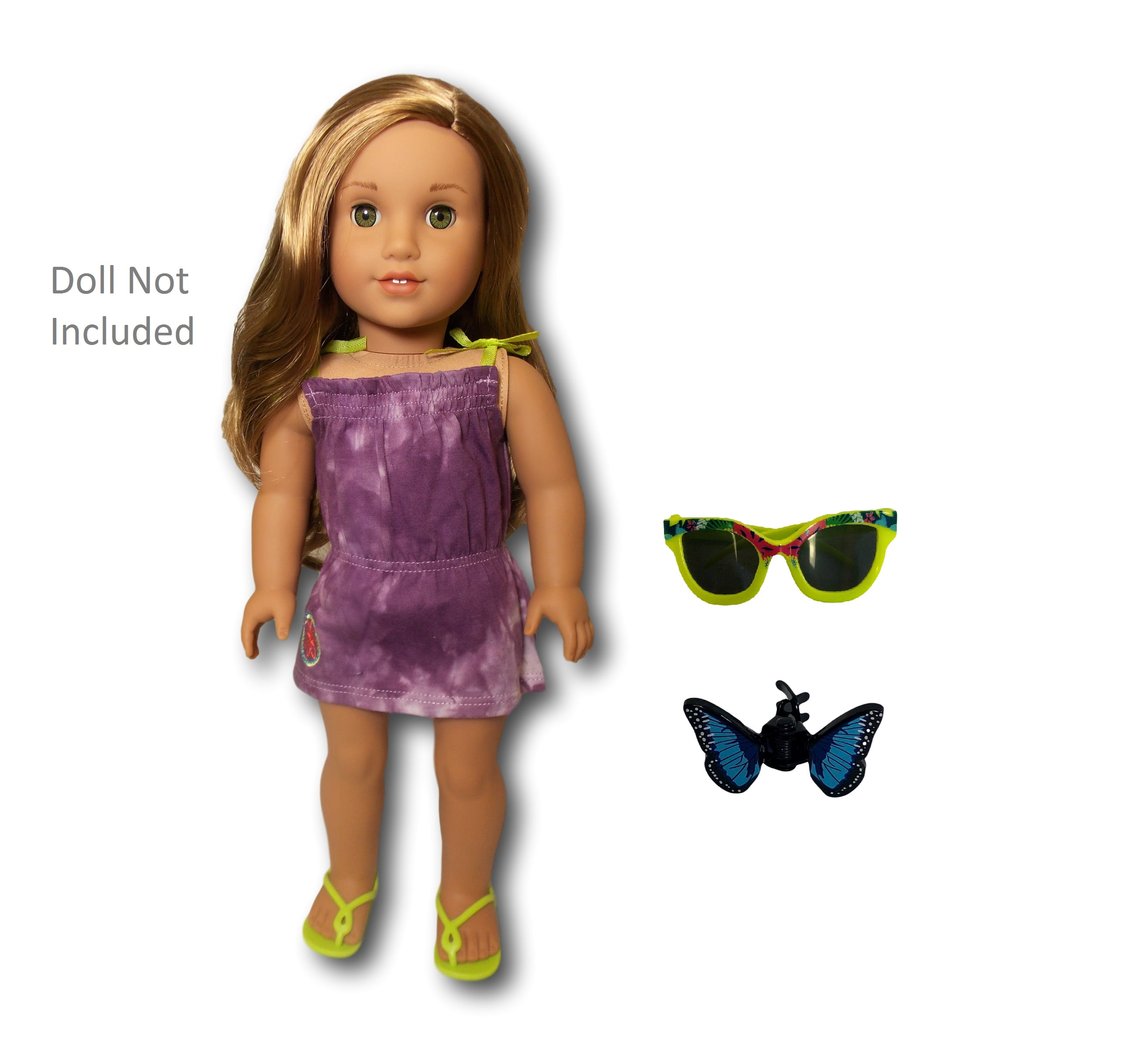 American Girl Lea's Beach Dress Set Outfit Sandals Sunglasses Butterfly Clip Lea 