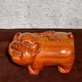 thumbnail image 1 of Ebony wood carved pig figurine, solid wood twelve zodiac pigs, male and female, mahogany bat pig handicraft, gift., 1 of 4