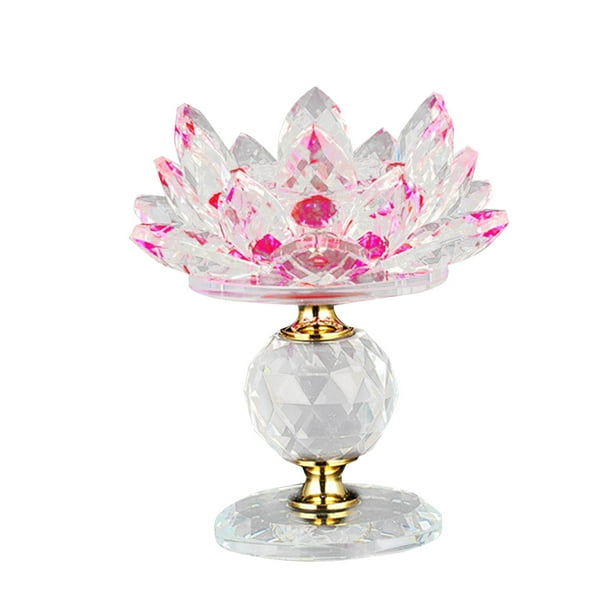 Portavelas de cristal de loto Portavelas votivas para la decoración del banquete de boda Rosado