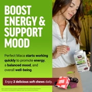 Force Factor Perfect Maca, Black & Yellow Maca Root Supplement with DIM & Saffron for Mood, Hormone, Energy Support, Dark Cherry, 60 Soft Chews