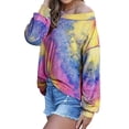 thumbnail image 3 of Women Tie Dyed Rainbow Printed Long Sleeve Sweatshirt, 3 of 4