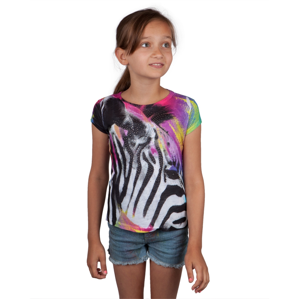 Rhinestone Zebra Girls T-Shirt - Medium(10/12) - Walmart.com