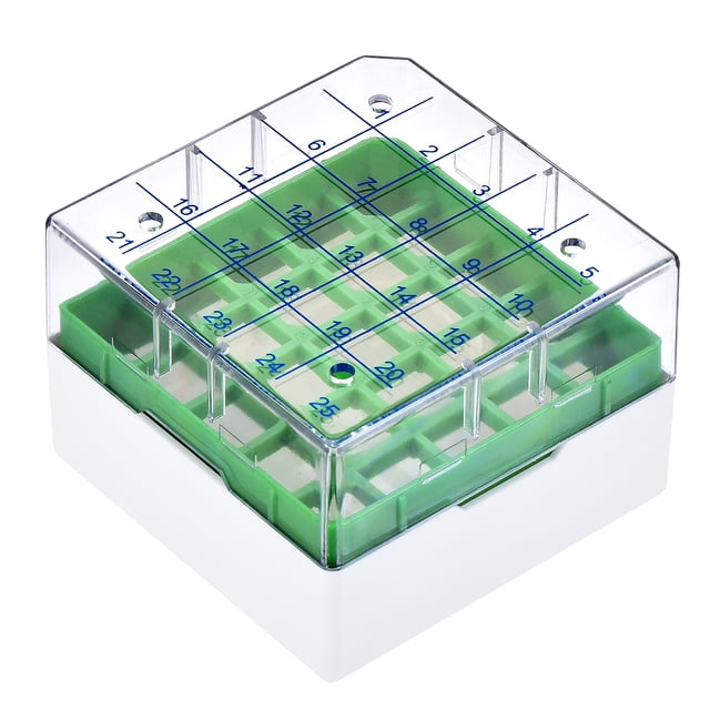Unique Bargains Freezer Tube Box 25 Places Waterproof Polypropylene Holder Rack for 1.8/2ml Microcentrifuge Tubes, Green 4Pcs