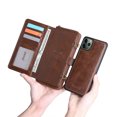 thumbnail image 1 of iPhone 11 Pro Max 6.5", Allytech Premium PU Leather Shockproof Stand Detachable Adjustable Shoulder Strap TPU Back Cover Cards Slots Wallet Pocket Case for Apple iPhone 11 Pro Max, Brown, 1 of 1