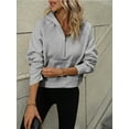thumbnail image 2 of KelaJuan Women’s Half Zip Sweatshirts Casual Long Sleeve Front Pocket Pullover Crop Tops Fall Hoodies, 2 of 6