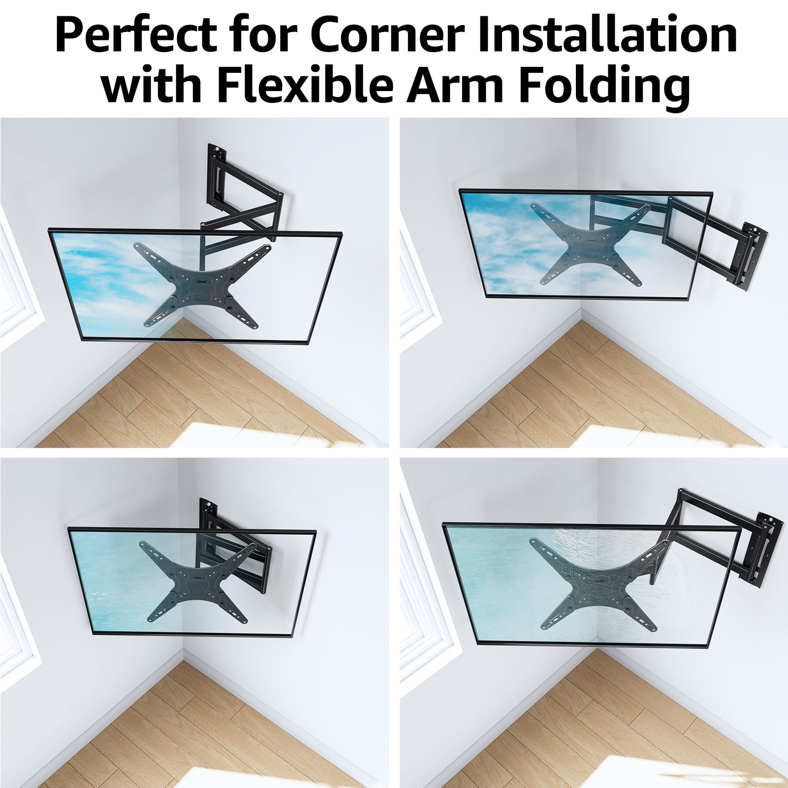 MOUNT PRO Full Motion Long Arm TV Wall Mount for Most 26-65 inch TVs, Max VESA 400x400mm and 77 lbs, with 37.4 inch Swivel Extension Arm, For Single Stud