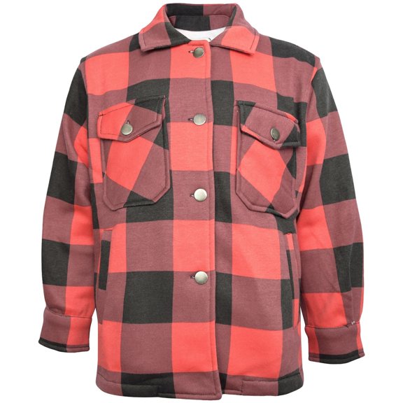 Kids Girls Plain Red & Black Jackets - Jacket 828 Red & Black Check._11-12