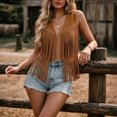 thumbnail image 6 of cocolona Boho Vest for Women Suede Fringe Sleeveless V Neck Jacket Casual Vacation Trendy Outfits, 6 of 6