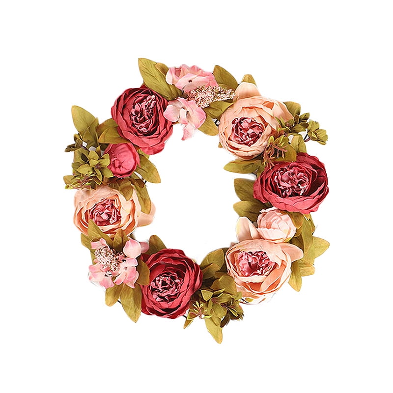Boutique Artificial Peony Flower Wreath Silk Peony Flower Door Wreath