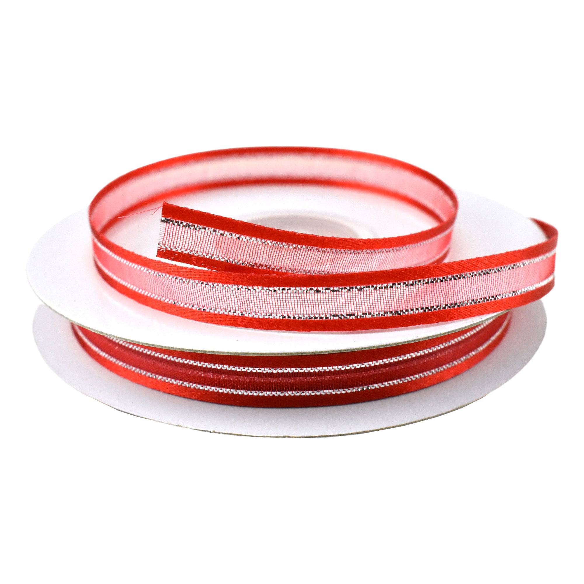 Silver-Lined Satin Edge Organza Ribbon, 3/8-Inch, 25-Yard - Red ...