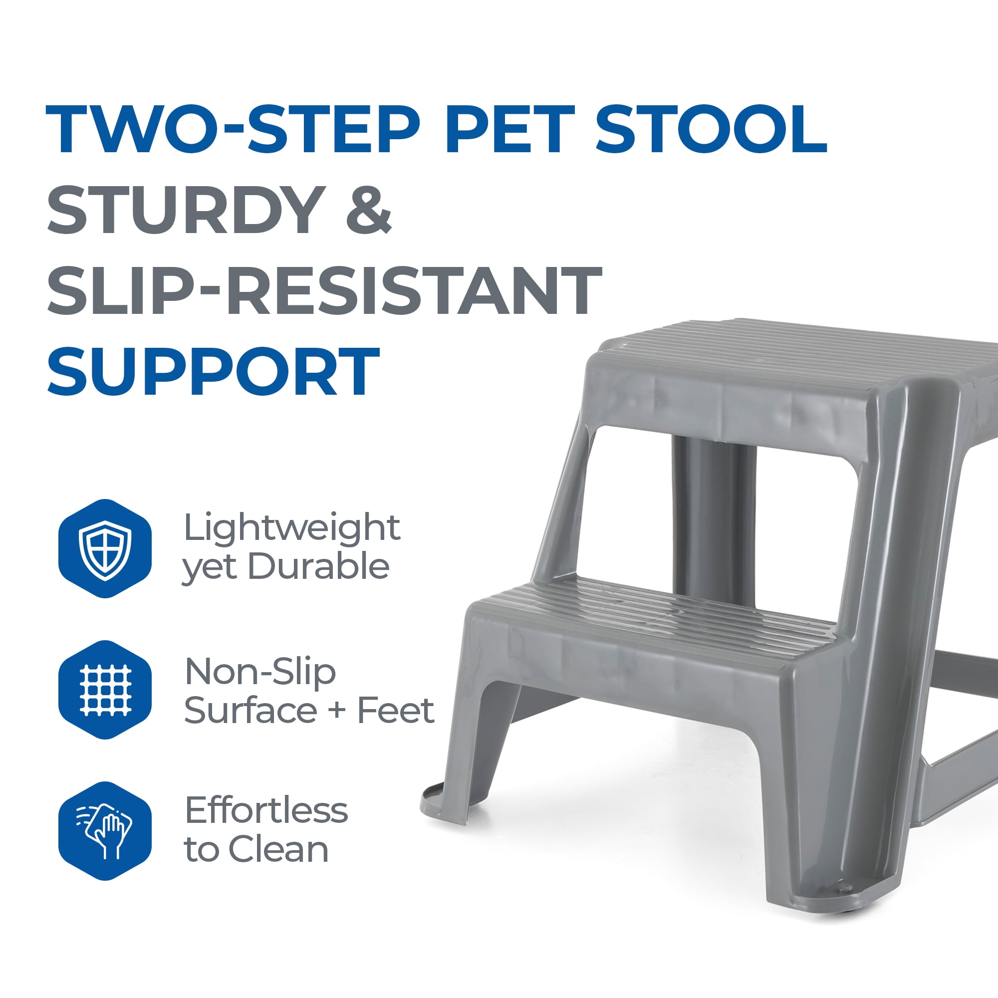 Gracious Living 16 Inch Plastic 2 Step Portable Home Kitchen Stool Gray Walmart