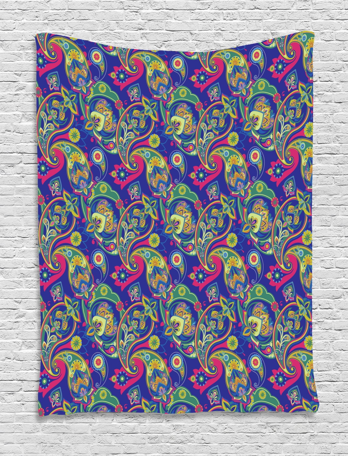 Paisley Tapestry, Classic Persian Jacquard Boteh Ikat Motifs Old Welsh