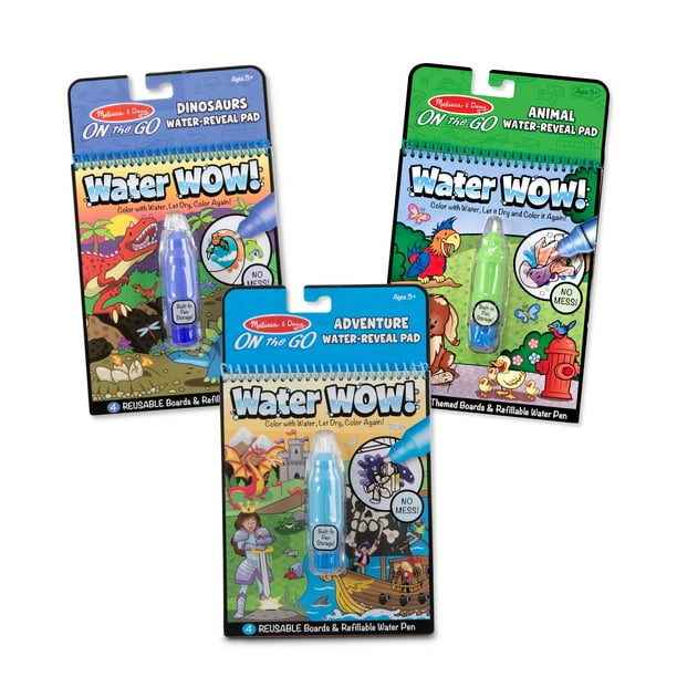 Melissa & Doug Water Wow! Reusable Color-With-Water Travel Activity Pad 3-Pack â Dinosaurs