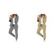 thumbnail image 1 of (2-Pack) Rinsvye Womens Solid Long Sleeve Pants Suit Set With Pockets Elastic Waistband Tailored Fit Business Formal Wear, 1 of 6