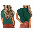 thumbnail image 3 of Women'S Solid Sleeveless Vest Mock Neck Cap Sleeve Knitwear Sweater Tops Green S, 3 of 6