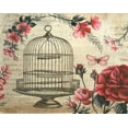 thumbnail image 2 of Poloson, Kimberly 24x20 Gold Ornate Wood Framed with Double Matting Museum Art Print Titled - Birdcage and Blossoms, 2 of 4