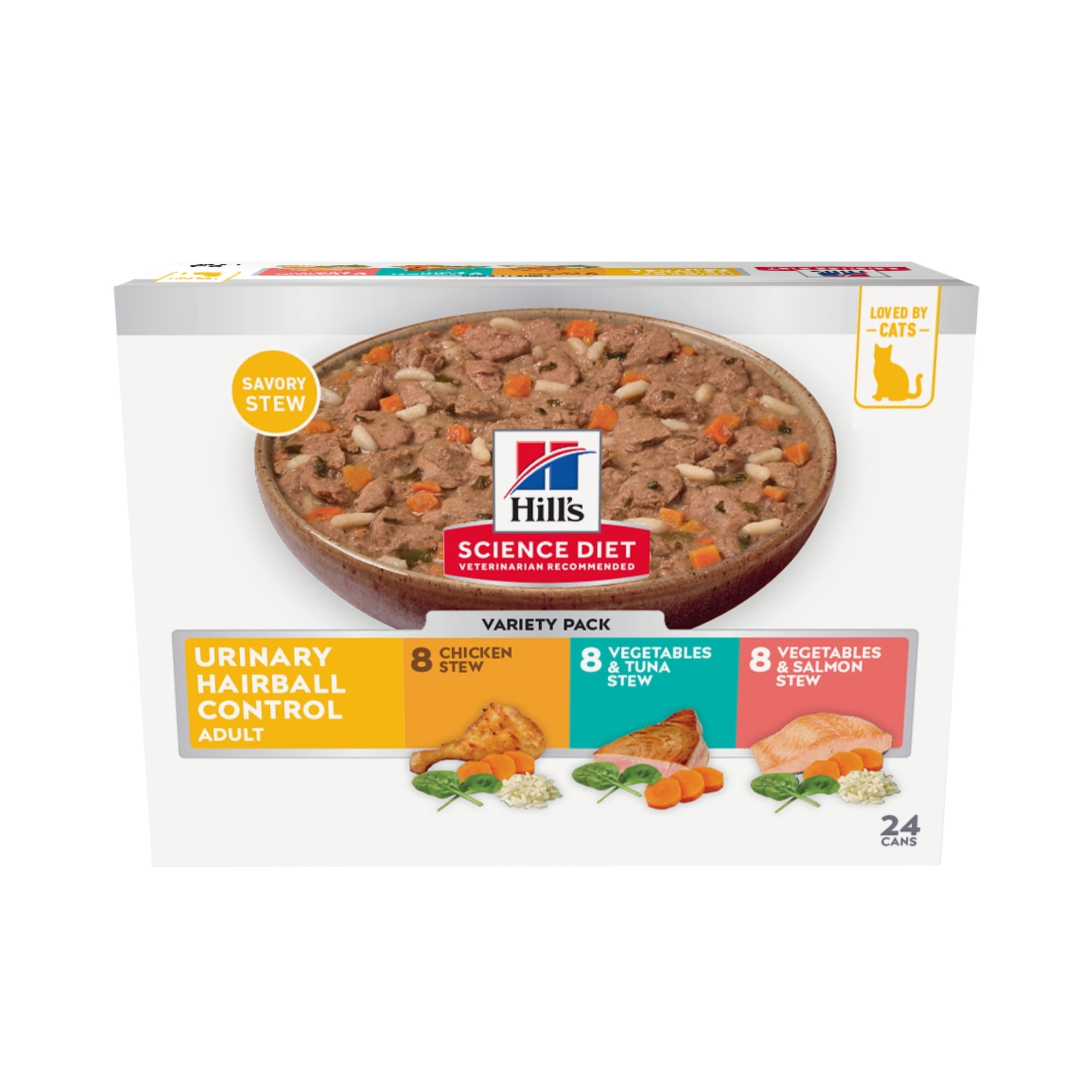 Hill's Science Diet Adult Urinary & Hairball Control Chicken, Tuna & Salmon Variety Pack Wet Cat Foodd, 2.9oz Can 24pk