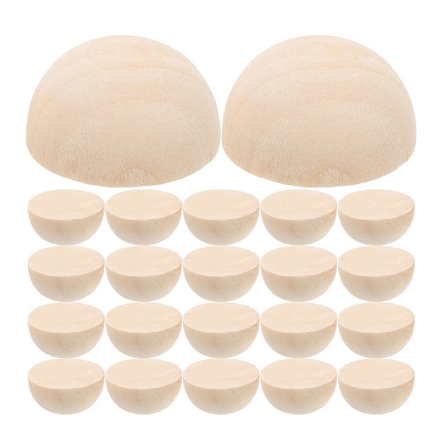 SHISUYAN 100Pcs Unfinished Half Wooden Balls for Home Decor Gifting 3In