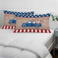 thumbnail image 3 of Independence Day Pillow Covers, Linen Long Throw Pillow Case, Gnomes Truck Star Flag Wooden Grain Holiday Pillow Protector Decorative Cushion Cover for Living Room/Bedroom 12" x 20", 3 of 8