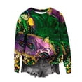 thumbnail image 4 of Tbopshirt Womens Tops,Mardi Gras Clothing,Carnival Fashion Printed Long Sleeved Round Neck Top,Tops for Women's, 4 of 4