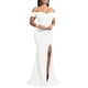 thumbnail image 1 of Vestido de noche YMDUCH para mujer con hombros descubiertos y abertura, blanco, 1 of 6