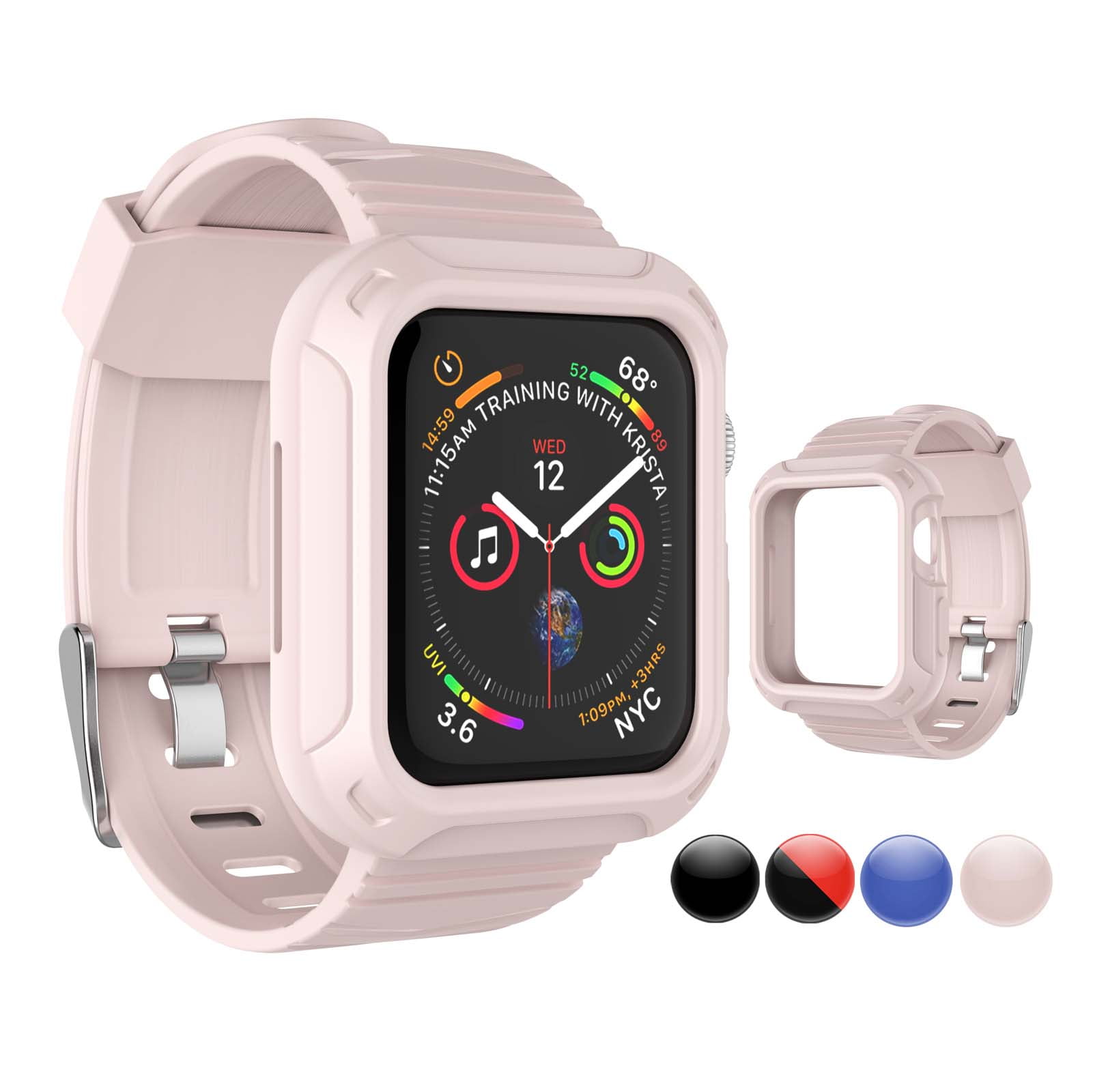 Njjex - Apple Watch Series 4 5 6 & Watch SE Case 44mm, Njjex Rugged Protective Case with Strap