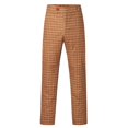 thumbnail image 3 of SNOWSONG Men's Pants, Mens Plaid Pencil Pants Zipper Elastic Waist Pants Trousers, Mens Casual Pants, Chino Pants Slim Fit, Slacks for Men 1PC Pants Orange L, 3 of 7
