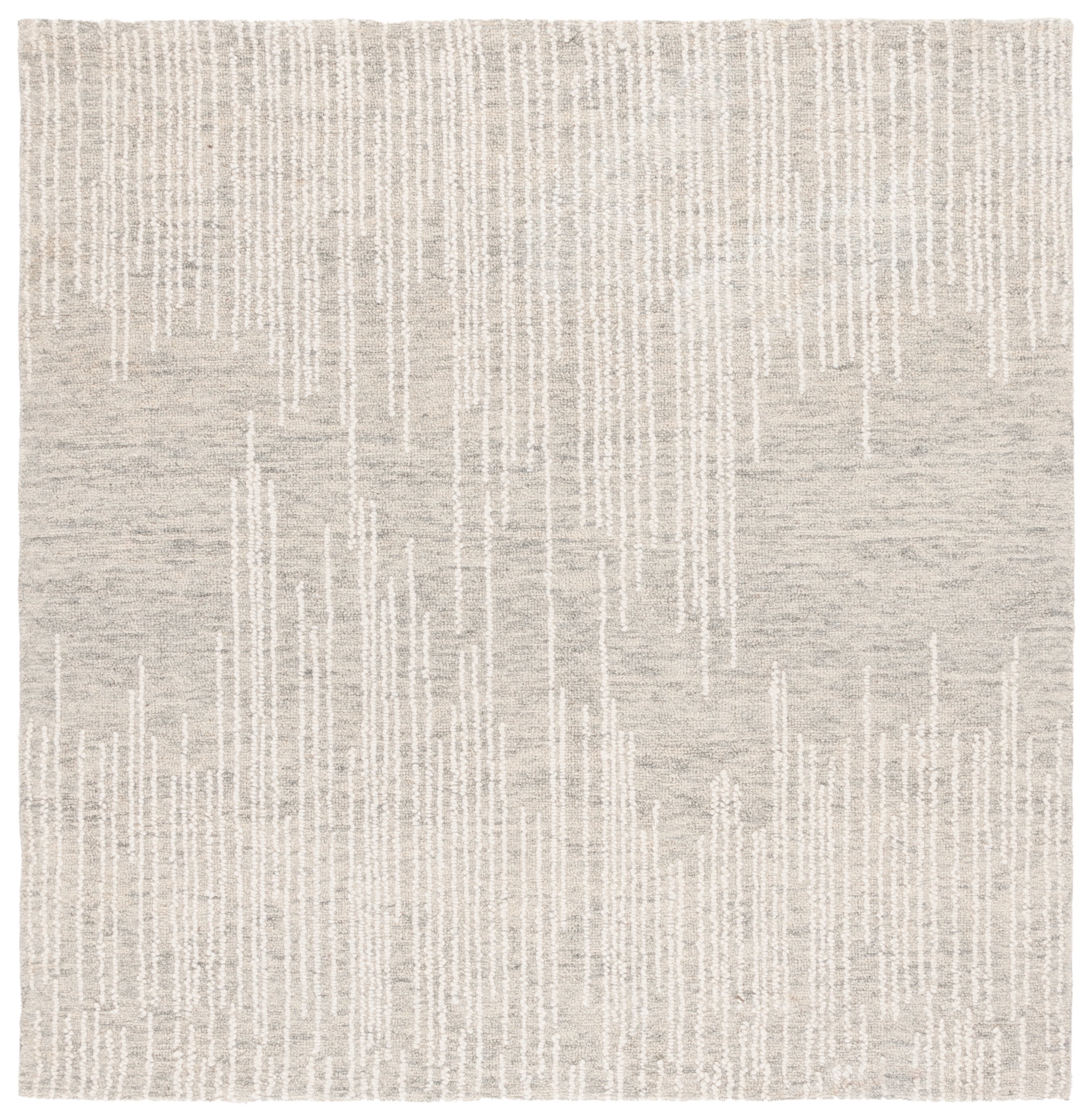 SAFAVIEH Abstract Nina Striped Geometric Area Rug, Light Gray/Ivory, 6' x 6' Square