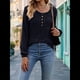 thumbnail image 4 of Suéter Abotonado para Mujer, Suéteres de Punto de Otoño, Camisetas de Larga, Camisetas Tipo Túnica con Cuello Redondo Negro M, 4 of 8