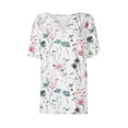 thumbnail image 4 of VERUGU Shirts for Women Fashion Printed Short Sleeve Blouse Round Neck Casual Tops Pink XL, 4 of 5