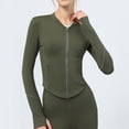 thumbnail image 2 of AherBiu Sports Jackets for Women Zip up Lightweight Cropped Stretchy Long Sleeve Yoga Tops Activewear, 2 of 7