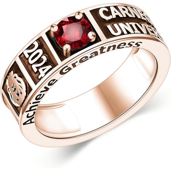 10K/14K/18K Gold/Sterling Silver Class Ring for Men Customized High School College University Men's Class Ring Personalized Birthstone Ring Size 4-15 Graduation Ring Engraved Name