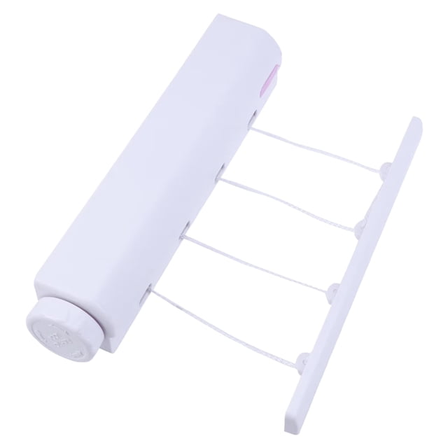 pdqouc 4-Line Retractable Clothesline, Wall Mounted Telescopic Drying Rack for Indoor or Outdoor Use, Compact Laundry Line for Hanging Wet Clothes in Bathroom, Hotel, or Balcony
