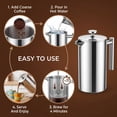 thumbnail image 6 of Stainless Steel French Press Coffee Maker 34 Oz Double Wall Insulated Coffee Press Include 2 Extra Filters Rust Free Dishwasher Safe Silver, 6 of 8
