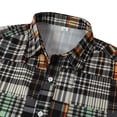 thumbnail image 4 of ALLLIST Short Sleeve Men's Tops Gray Collared Plaid Printed Button Loose T-Shirts Casual Mans Tees, 4 of 4